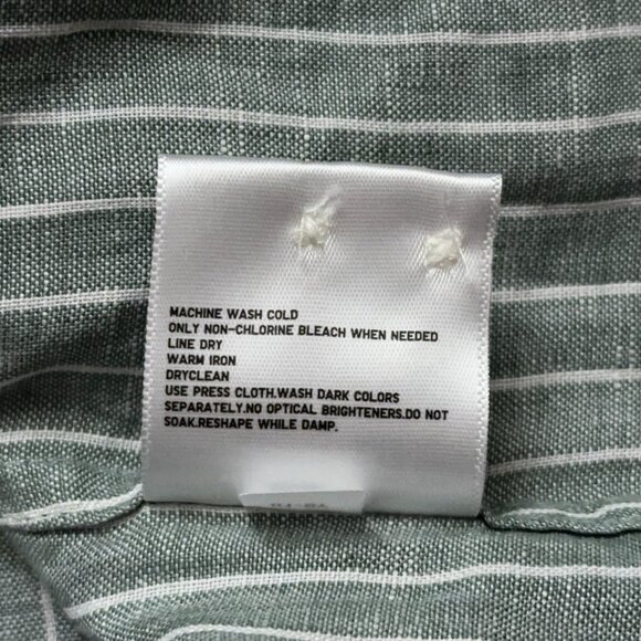 Uniqlo Shirt Mens Size S Long Sleeve 100% Linen Green Striped NEW - Picture 5 of 5